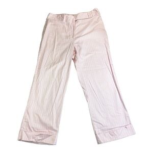 Studio by Bill Blass vintage pink white striped roll hem casual cotton pants 12